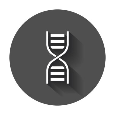 DNA vektör simgesi. Medecine molekül düz resimde uzun gölge ile.