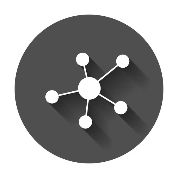 Jejaring sosial, molekul, ikon dna dalam gaya datar. Ilustrasi vektor dengan bayangan panjang . - Stok Vektor