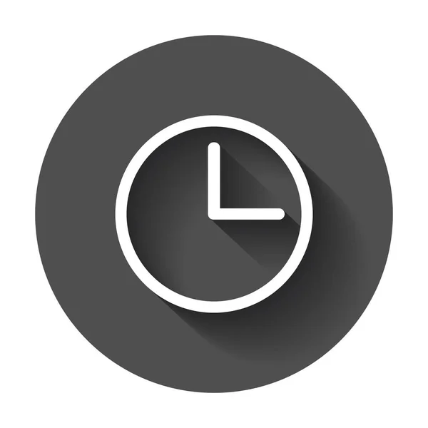 Obrázek ikony hodin. Plochých vector clock piktogram s dlouhý stín. — Stockový vektor