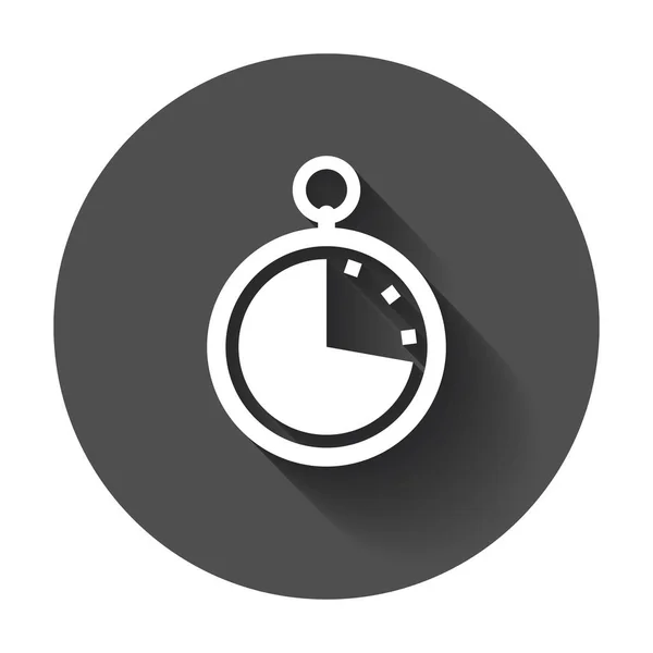 Ilustración del icono del reloj. Pictograma de reloj vectorial plano con sombra larga . — Archivo Imágenes Vectoriales