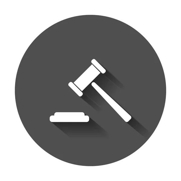 Auction hammer vector icon. Court tribunal flat icon with long s — Stock Vector