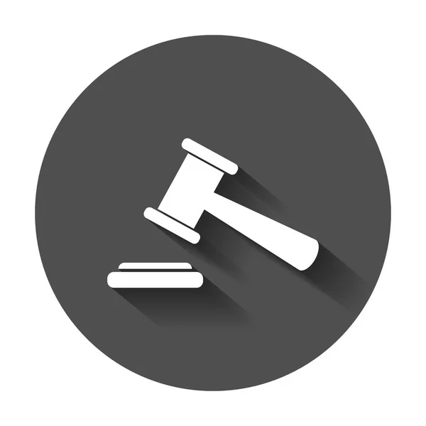 Auction hammer vector icon. Court tribunal flat icon with long s — Stock Vector