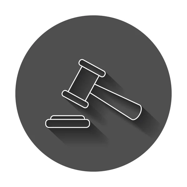 Aukción kalapács vektor ikon vonalstílust. Bíróság lapos ic — Stock Vector