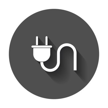 Tak vektör simgesi. Güç tel kablo düz resimde uzun s