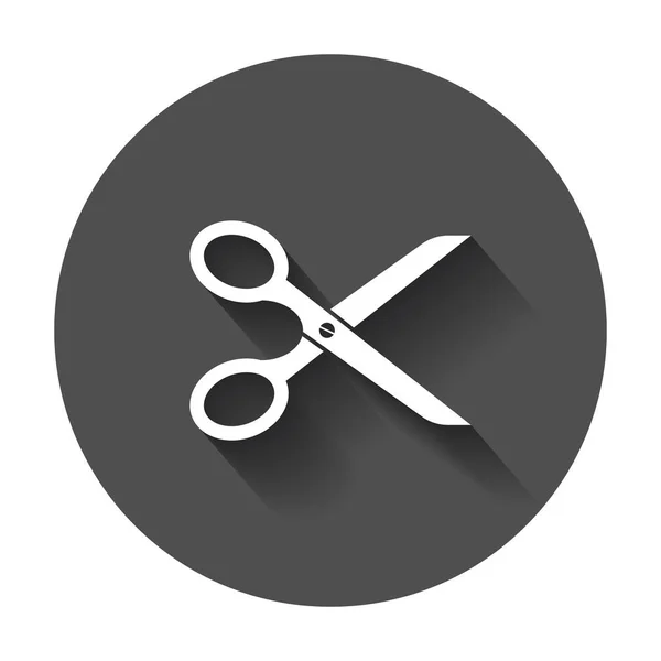 Schaar platte pictogram. Scissor vectorillustratie met lange schaduw — Stockvector