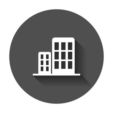 Bina simgesi. İş vektör çizim uzun gölge ile.