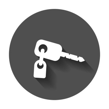 Anahtar vektör simgesi. Uzun gölge ile anahtar düz illüstrasyon.