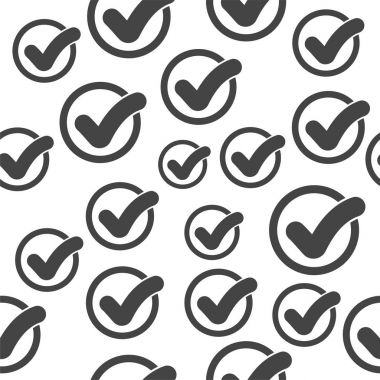 Onay işareti Dikişsiz desen arka plan simgesi. Düz vektör illustr