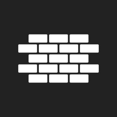 Duvar tuğla simge siyah arka plan üzerine izole düz stilde. Duvar