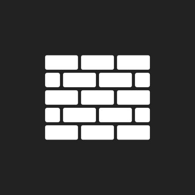 Duvar tuğla simge siyah arka plan üzerine izole düz stilde. Duvar