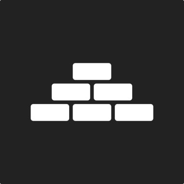 Duvar tuğla simge siyah arka plan üzerine izole düz stilde. Duvar