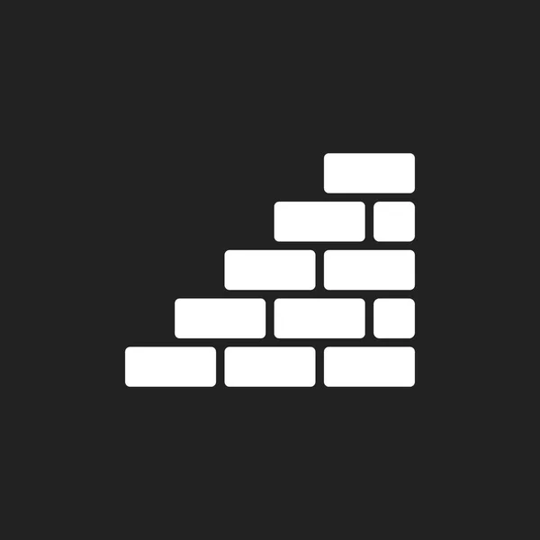 Vägg brick ikonen i platt stil isolerad på svart bakgrund. Väggen — Stock vektor