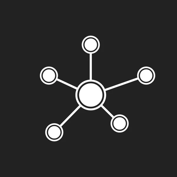 Red social, molécula, icono de ADN en estilo plano. Ilustración vectorial . — Vector de stock