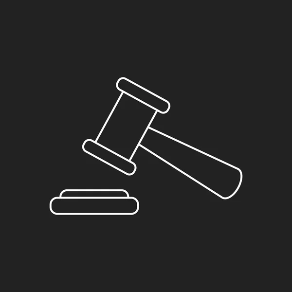 Auction hammer vector icon in line style. Court tribunal flat icon. — Stock Vector