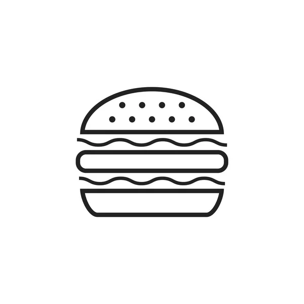 Hamburguesa de comida rápida icono de vector plano. Logo del símbolo de la hamburguesa illustr — Vector de stock