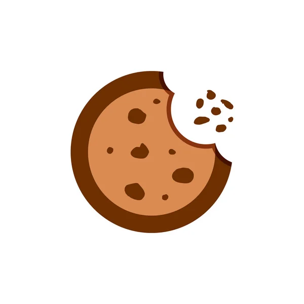 Cookie platte vector pictogram. Chip biscuit illustratie. Dessert voedsel — Stockvector