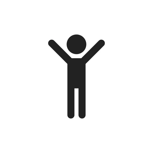 Glücklicher Mann mit Händen nach oben Vektor-Symbol. Menschen glücklich Zeichen veranschaulichen — Stockvektor
