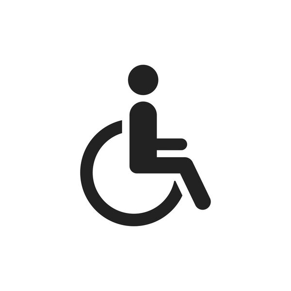 Man in wheelchair vector icon. Handicapped invalid people sign i