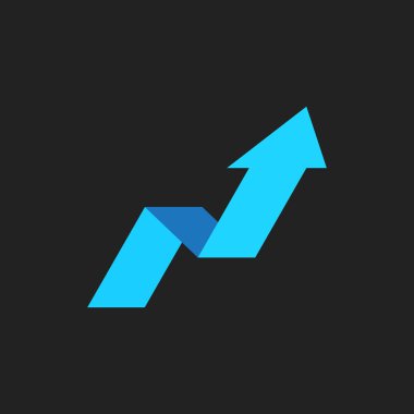 Ok büyüyen grafik vektör simgesi. İlerleme ok işareti illust büyümek