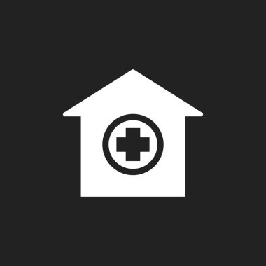 Vektör simgesi bina hastane. Revir sağlık Kliniği işareti hasta