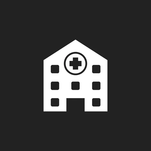 Kórház épület vektor ikonra. Kórház orvosi rendelő jel beteg — Stock Vector