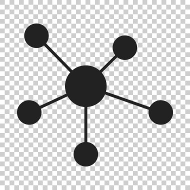 Sosyal ağ, molekül, düz stil simgesinde dna. Vektör illustr