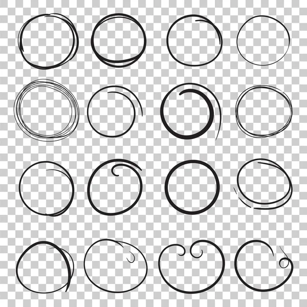 Handgezeichnete Kreise Icon Set. Sammlung von Bleistiftskizzen-Symbolen — Stockvektor