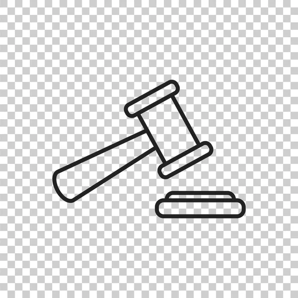 Reuction hammer vector icon in line style. Судебный трибунал — стоковый вектор