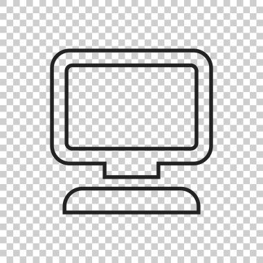 Bilgisayar vektör çizim çizgi stili içinde. Monitör düz simgesini.