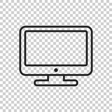 Bilgisayar vektör çizim çizgi stili içinde. Monitör düz simgesi. T