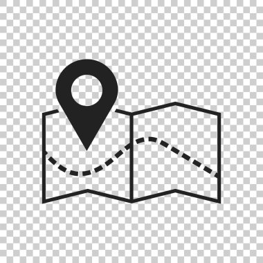 Harita simgesi üzerinde toplu iğne. GPS vektör çizim Haritası.