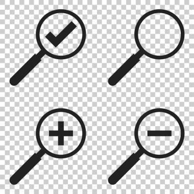 Büyüteç simgesini vektör kümesi. Büyüteç'te düz stil. Arama işareti c