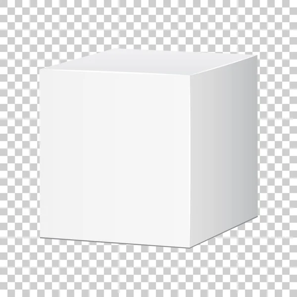 Icono de caja 3D de cartón blanco en blanco. Caja paquete mockup vector illust — Archivo Imágenes Vectoriales