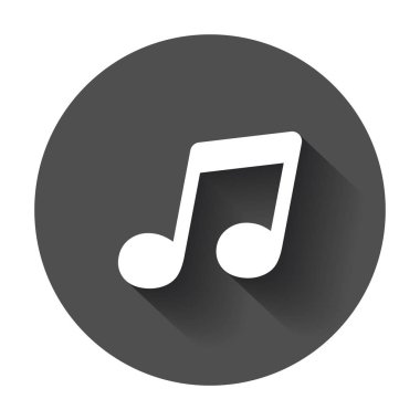 Vektör müzik simgesi. Ses Not resimde siyah yuvarlak backgr üzerinde