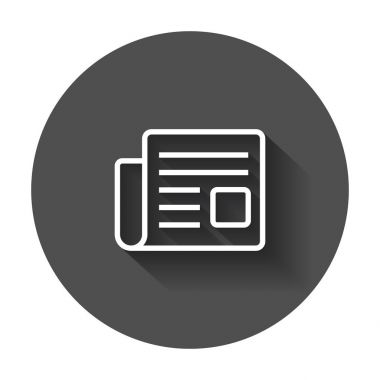 Gazete düz vektör simgesi. Haber sembolü logo illüstrasyon bla üzerinde