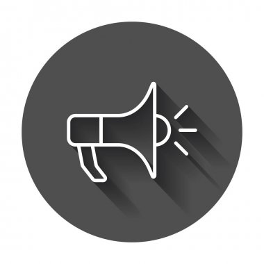 Megafon düz vektör simgesi. Megafon sembolü logo illüstrasyon üzerinde