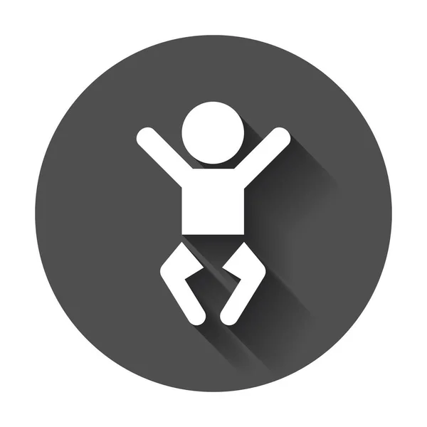 Baby vector icon. Child flat illustration on black round backgro — Stock Vector