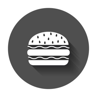 Burger lokanta düz vektör simgesi. Hamburger sembolü logo illustr