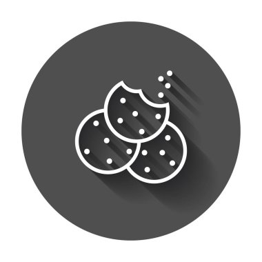 Tanımlama bilgisi düz vektör simgesi. Çip bisküvi illüstrasyon. Tatlı yemek