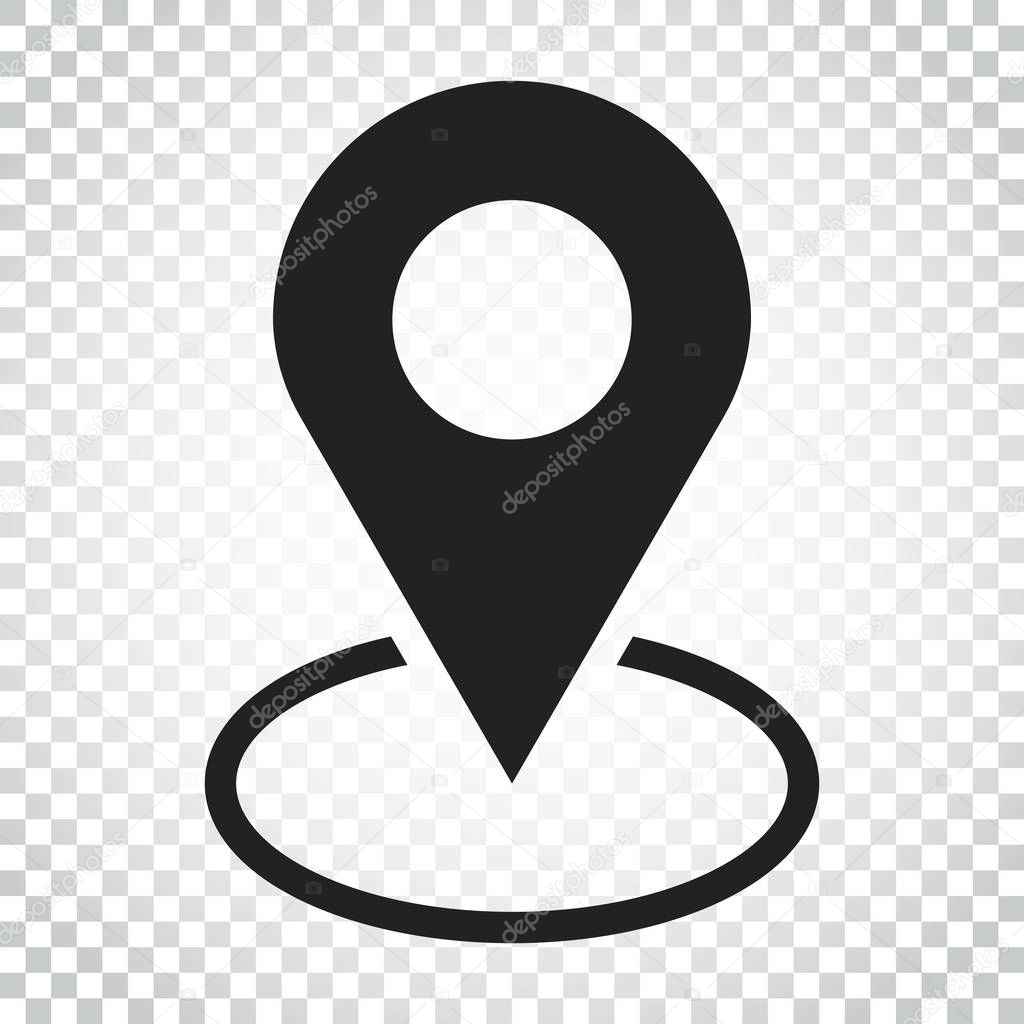Pin icon vector. Location sign in flat style on isolated backgro