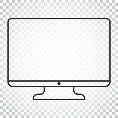Bilgisayar vektör çizim çizgi stili içinde. Monitör düz simgesi. T