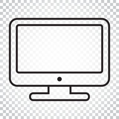 Bilgisayar vektör çizim çizgi stili içinde. Monitör düz simgesi. T