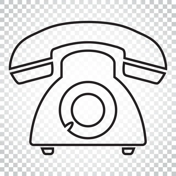 Ikon vektor telepon dalam gaya baris. Simbol telepon antik lama il - Stok Vektor