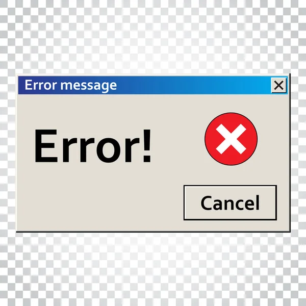 Error warning message. User Interface window. Virus alert illust — Stock Vector