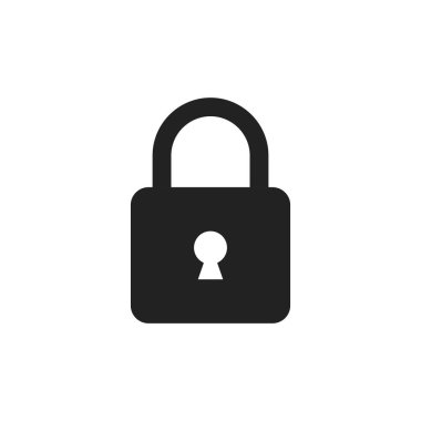 Kilit işareti vektör simgesi. Asma kilit soyunma illüstrasyon. İş con