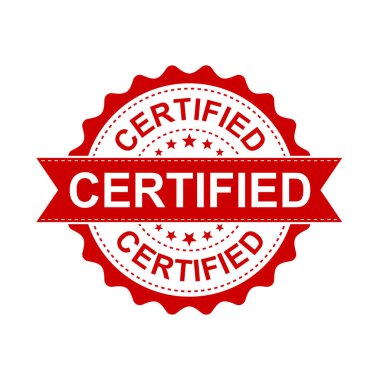 Sertifikalı grunge lastik damga. Vektör çizim beyaz arka