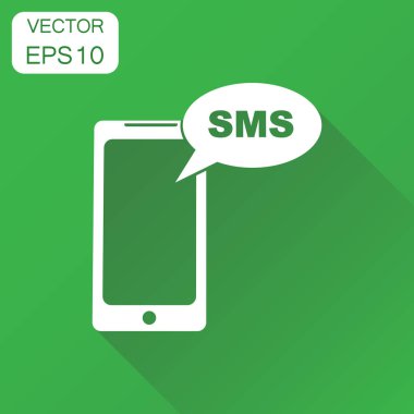 Smartphone ile sms buble simgesi. İş konsept telefon ile karışıklık