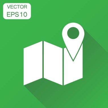 Konumu gps simge. PIN piktogram ile iş kavram Haritası. Vect