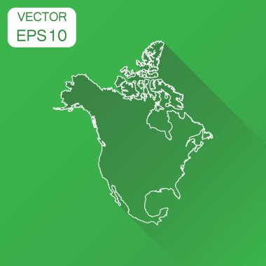 Kuzey Amerika doğrusal harita simgesi. İş haritacılık kavramı outl