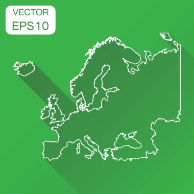 Europe doğrusal harita simgesi. İş haritacılık kavramı anahat Eur